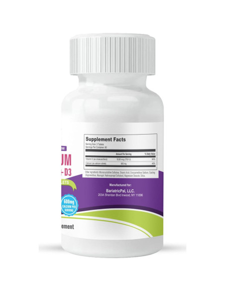Tabletas de Calcio Citrato 600mg y D3 750 IU BariatricPal Tabletas de Calcio Citrato 600mg y D3 750 IU BariatricPal