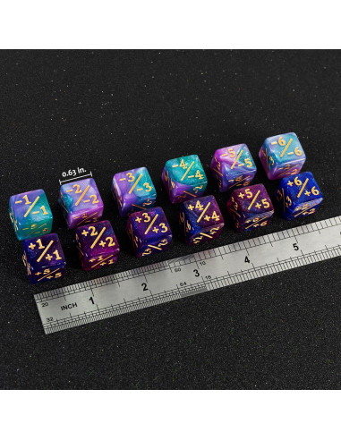 24 Contadores de Dados D6 LAMJAM MTG Turquesa y Lila