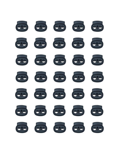 Cierres de cordón plástico Cuteabc 35PCS doble orificio negro