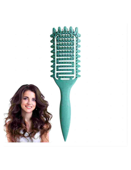 Cepillo para Cabello Rizado AROX MATI Verde 26.6x7.5cm Cepillo para Cabello Rizado AROX MATI Verde 26.6x7.5cm