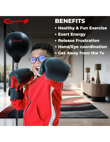 Bolsa de Boxeo de Pie Champs MMA para Niños con Guantes Bolsa de Boxeo de Pie Champs MMA para Niños con Guantes