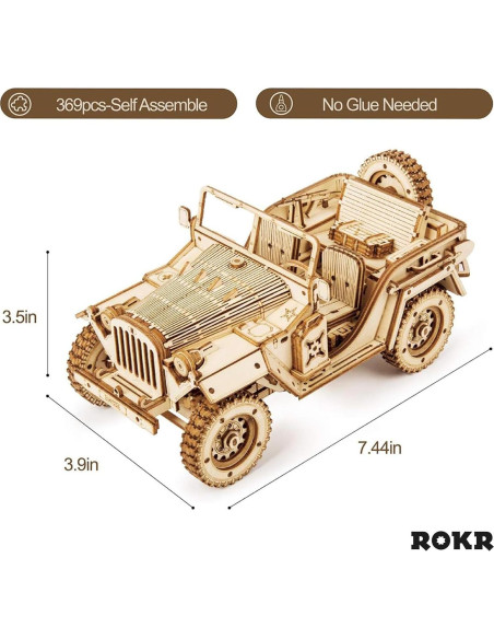 Rompecabezas 3D ROKR MC701 Auto Militar Madera 300g Rompecabezas 3D ROKR MC701 Auto Militar Madera 300g