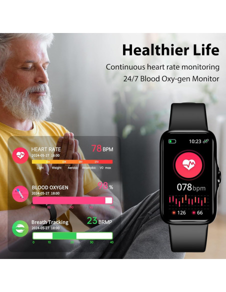 Rastreador de Fitness JYUAJOI Negro con Monitoreo Cardíaco 24/7 Rastreador de Fitness JYUAJOI Negro con Monitoreo Cardíaco 24/7