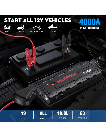 Arrancador de Coche NEXPOW G17 S40 4000A Carga Rápida Arrancador de Coche NEXPOW G17 S40 4000A Carga Rápida