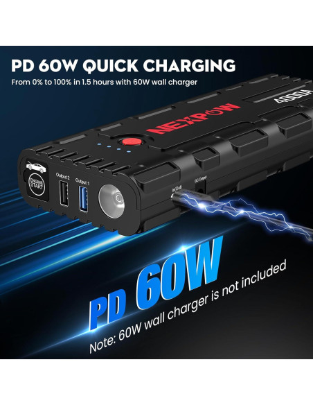 Arrancador de Coche NEXPOW G17 S40 4000A Carga Rápida Arrancador de Coche NEXPOW G17 S40 4000A Carga Rápida