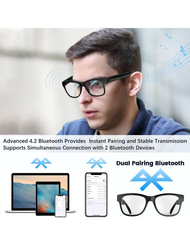 Gafas de Conducción Ósea Bluetooth QZTELECTRONIC con Lentes Foto-cromáticas