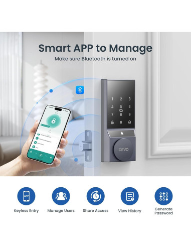 Cerradura Inteligente Devo G4 Bluetooth IP54 4 en 1
