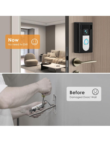 Soporte adhesivo para timbre de video QIBOX compatible con Ring y Blink