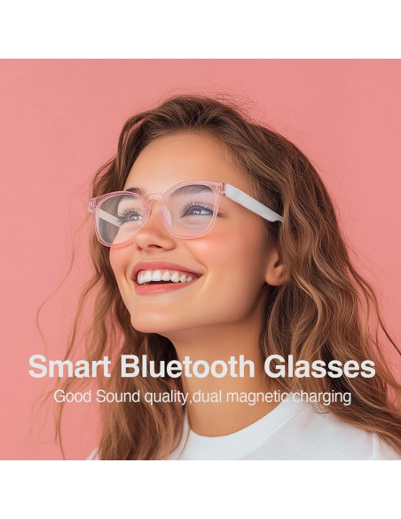Gafas Bluetooth Enzemit Anti-Luz Azul Lentes Claras Rosa Gafas Bluetooth Enzemit Anti-Luz Azul Lentes Claras Rosa