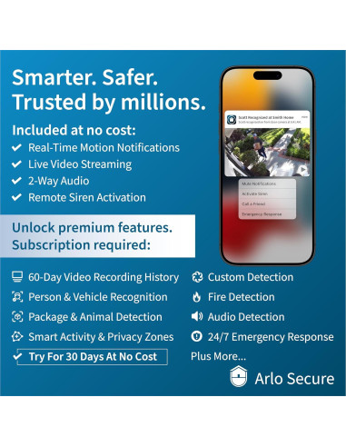 Cámara de Seguridad Arlo Esencial 2K - 2 Cámaras Inalámbricas