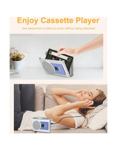 Reproductor de Casete JiMeng Vintage Portátil AM/FM Azul 2