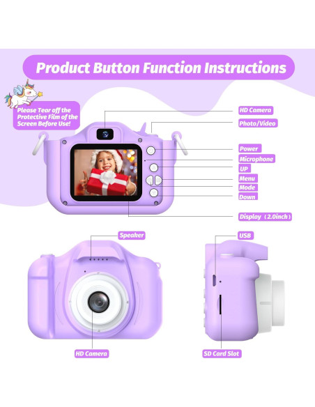 Cámara Digital para Niños HOOMOON H29 Unicornio 1080P Cámara Digital para Niños HOOMOON H29 Unicornio 1080P