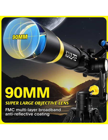 Telescopio 90mm Koolpte 900mm Aumento 45-450x Adaptador Móvil Telescopio 90mm Koolpte 900mm Aumento 45-450x Adaptador Móvil