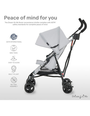Carrito de bebé Dream On Me Rover Gris 2 en 1 Plegable