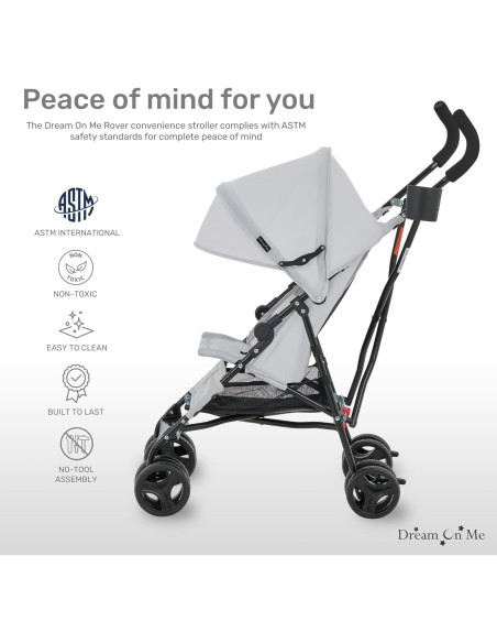 Carrito de bebé Dream On Me Rover Gris 2 en 1 Plegable Carrito de bebé Dream On Me Rover Gris 2 en 1 Plegable