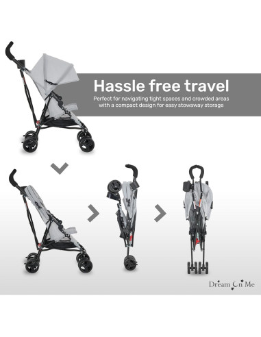 Carrito de bebé Dream On Me Rover Gris 2 en 1 Plegable