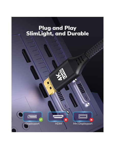 Cable DisplayPort a Micro HDMI KELink 1.83m 4K@30Hz Unidireccional Cable DisplayPort a Micro HDMI KELink 1.83m 4K@30Hz Unidireccional