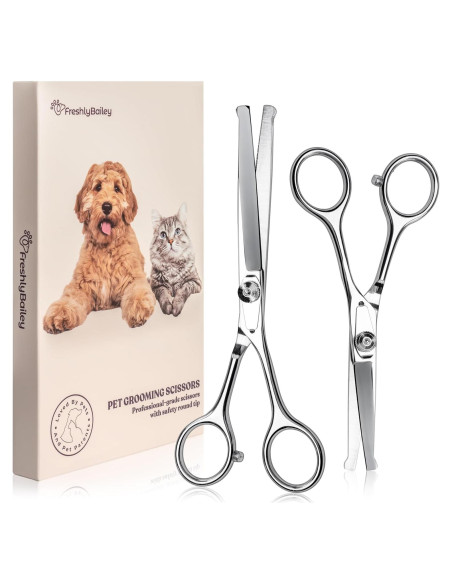 Juego de Tijeras de Acicalar Freshly Bailey - 2 Piezas para Perros y Gatos Juego de Tijeras de Acicalar Freshly Bailey - 2 Piezas para Perros y Gatos