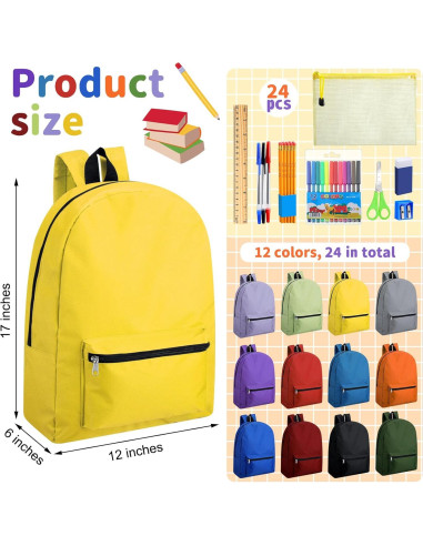 Mochila Escolar Silkfly 17" con 24 Suministros Multicolor