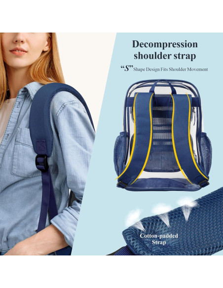Mochila Transparente PACKISM 17" PVC 2 Bolsillos Azul Mochila Transparente PACKISM 17" PVC 2 Bolsillos Azul