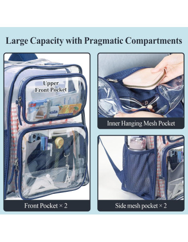 Mochila Transparente PACKISM 17" PVC 2 Bolsillos Azul