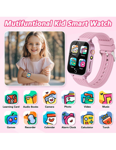 Reloj Inteligente MOFGDNI Rosa para Niñas 3-12 Años