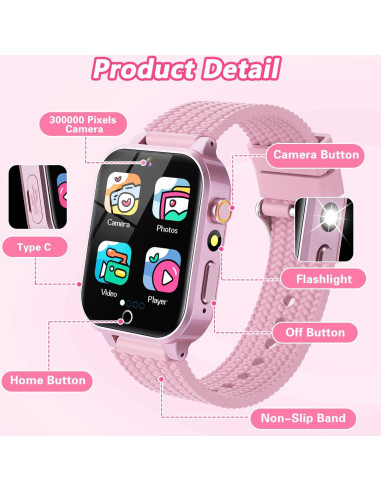 Reloj Inteligente MOFGDNI Rosa para Niñas 3-12 Años