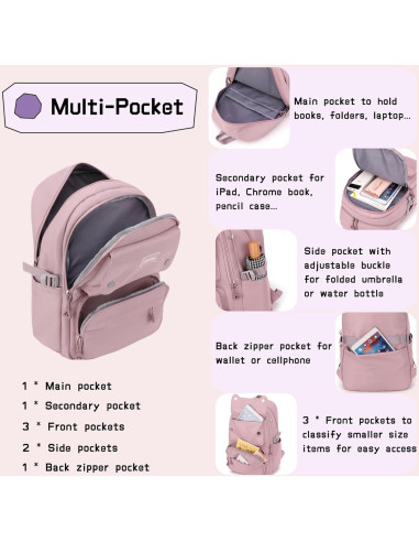 Mochila Escolar para Niñas Bansusu Azul 29 Litros Varios Bolsillos
