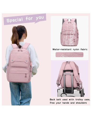 Mochila Escolar para Niñas Bansusu Azul 29 Litros Varios Bolsillos