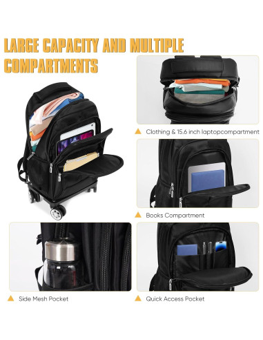 Mochila Rodante Diwolor 35L para Laptop 15.6" 4 Ruedas