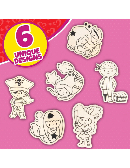 Kit de Pintura de Madera SCS Direct 24 Piezas Sirena y Pirata Kit de Pintura de Madera SCS Direct 24 Piezas Sirena y Pirata