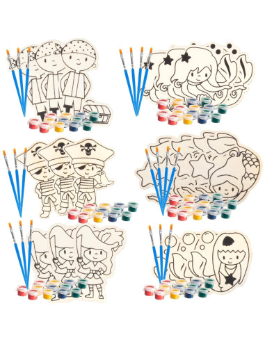 Kit de Pintura de Madera SCS Direct 24 Piezas Sirena y Pirata