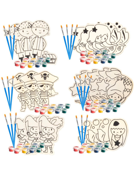 Kit de Pintura de Madera SCS Direct 24 Piezas Sirena y Pirata Kit de Pintura de Madera SCS Direct 24 Piezas Sirena y Pirata