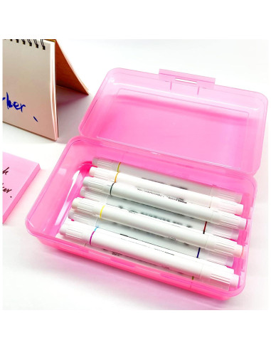 Caja de Lápices Ykimok Rosa Apilable 20.5x12x5.8cm