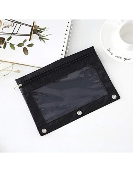 Funda de Lápiz SdeFe 3 Anillos con Ventana 8 Piezas Negro Funda de Lápiz SdeFe 3 Anillos con Ventana 8 Piezas Negro