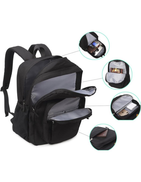Mochila de Viaje Resistente al Agua Unisex Negra 41.9cm Mochila de Viaje Resistente al Agua Unisex Negra 41.9cm