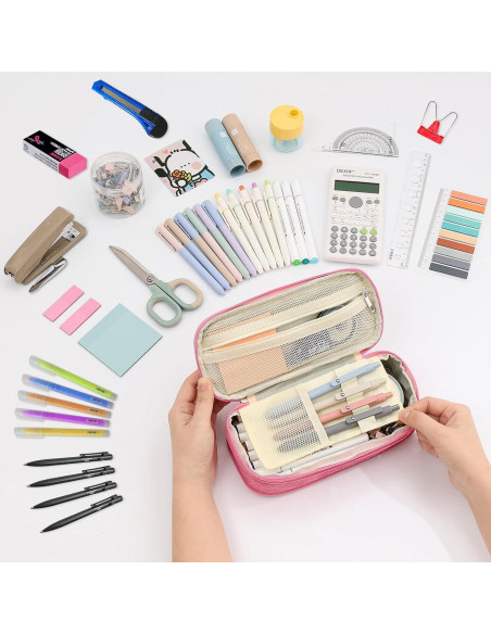 Estuche de Lápices GIFTOXO Rosa Gran Capacidad 23x9.9cm Estuche de Lápices GIFTOXO Rosa Gran Capacidad 23x9.9cm