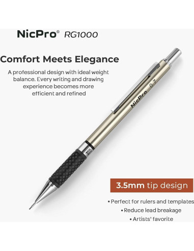 Juego de lápices mecánicos Nicpro 0.7 mm con estuche