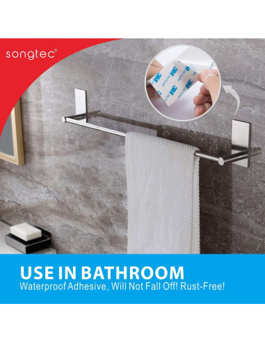 Barra de Toalla Adhesiva Songtec 40,6 cm Acero Inoxidable