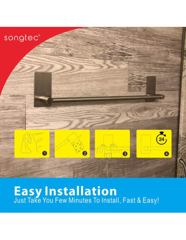 Barra de Toalla Adhesiva Songtec 40,6 cm Acero Inoxidable