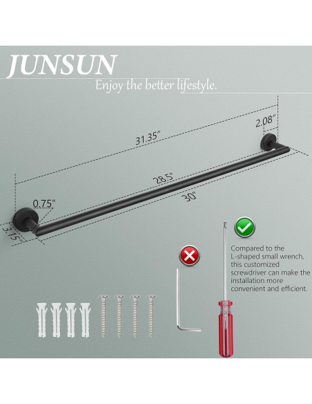 Barra de Toalla JunSun 79.69 cm Acero Inoxidable Negro Mate Barra de Toalla JunSun 79.69 cm Acero Inoxidable Negro Mate