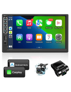 Estéreo de Coche Double Din Leadfan N7DVR 7" con CarPlay y Android Auto