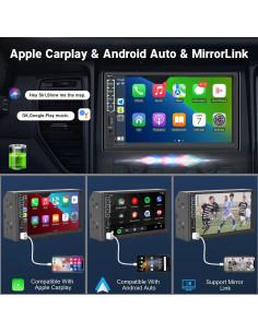 Estéreo de Coche Double Din Leadfan N7DVR 7" con CarPlay y Android Auto 2
