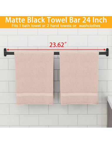 Barra de Toalla MKO Negra 63.5 cm Acero Inoxidable Pared