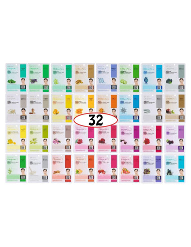 Mascarilla Facial de Colágeno DERMAL - Hidratante y Calmante - Paquete de 32 Unidades