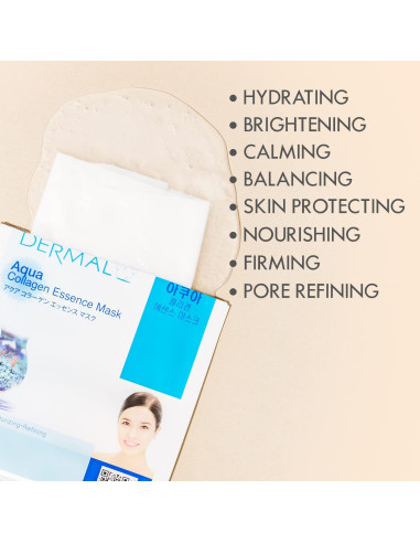 Mascarilla Facial de Colágeno DERMAL - Hidratante y Calmante - Paquete de 32 Unidades