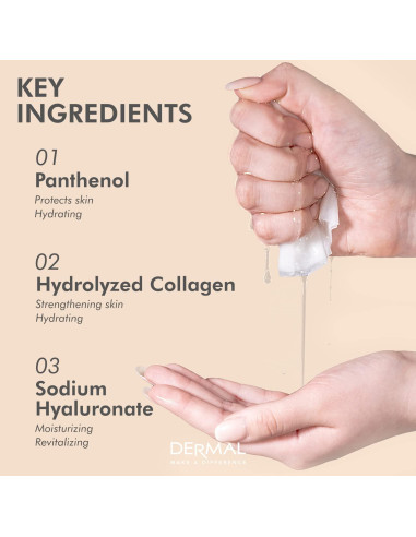 Mascarilla Facial de Colágeno DERMAL - Hidratante y Calmante - Paquete de 32 Unidades