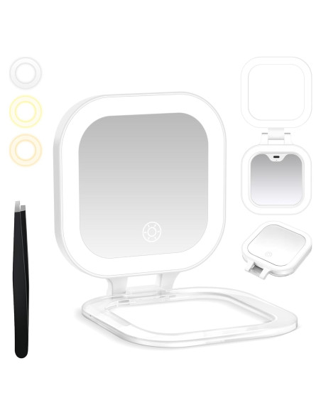Espejo de Viaje GOMIPURU 1x/30x con Luz LED y Carga Rápida Espejo de Viaje GOMIPURU 1x/30x con Luz LED y Carga Rápida