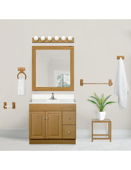 Barra de Toalla Design House Dalton 60 cm Madera Roble Miel Barra de Toalla Design House Dalton 60 cm Madera Roble Miel