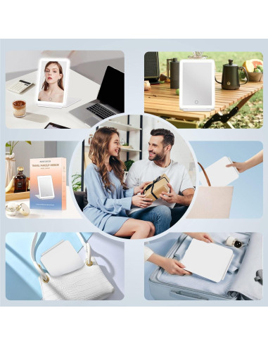 Espejo de Maquillaje de Viaje FUNTOUCH LED 72 Luces Plegable